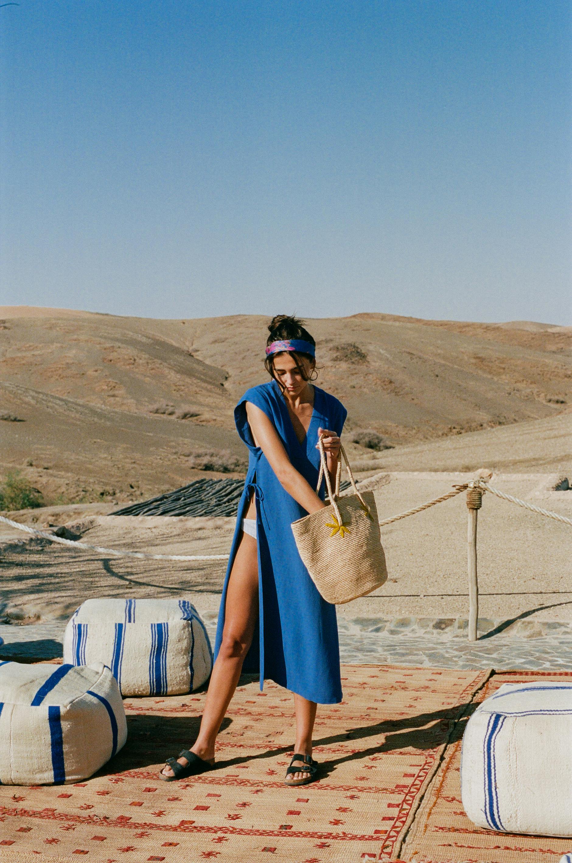 Ysé Robe longue T'emmener à la mer Bleu foncé 