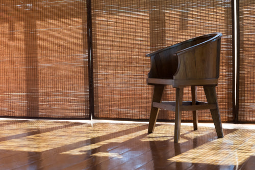 room with bamboo blinds