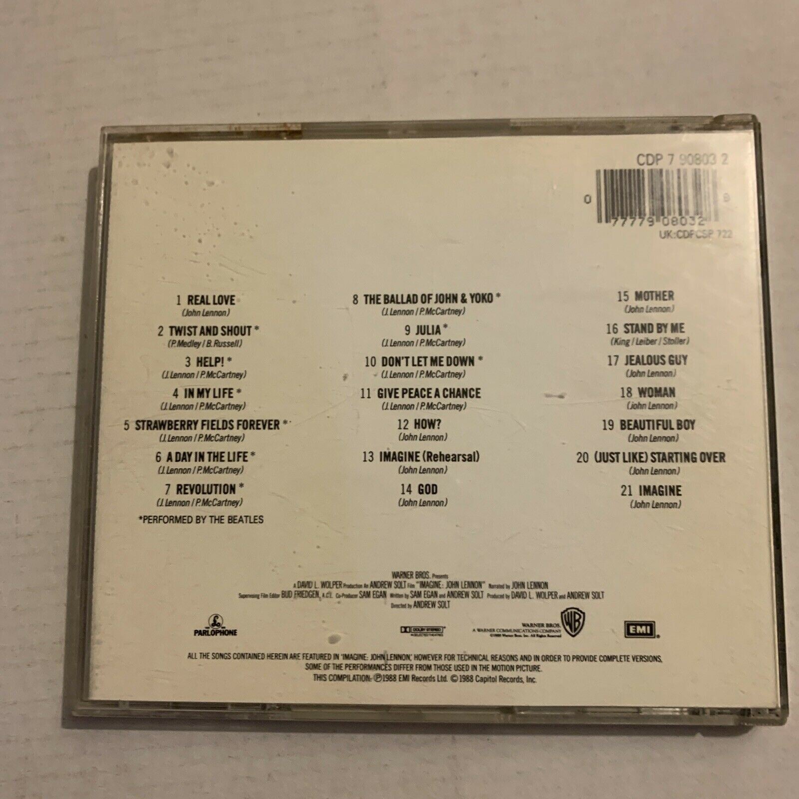 John Lennon - Imagine Soundtrack CD Original Edition Rare-1988 EMI-Mad ...
