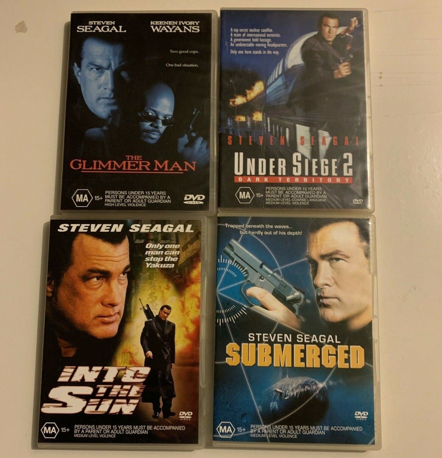 4x Steven Seagal DVDs The Glimmer Man / Under Siege 2 / Into the Sun ...