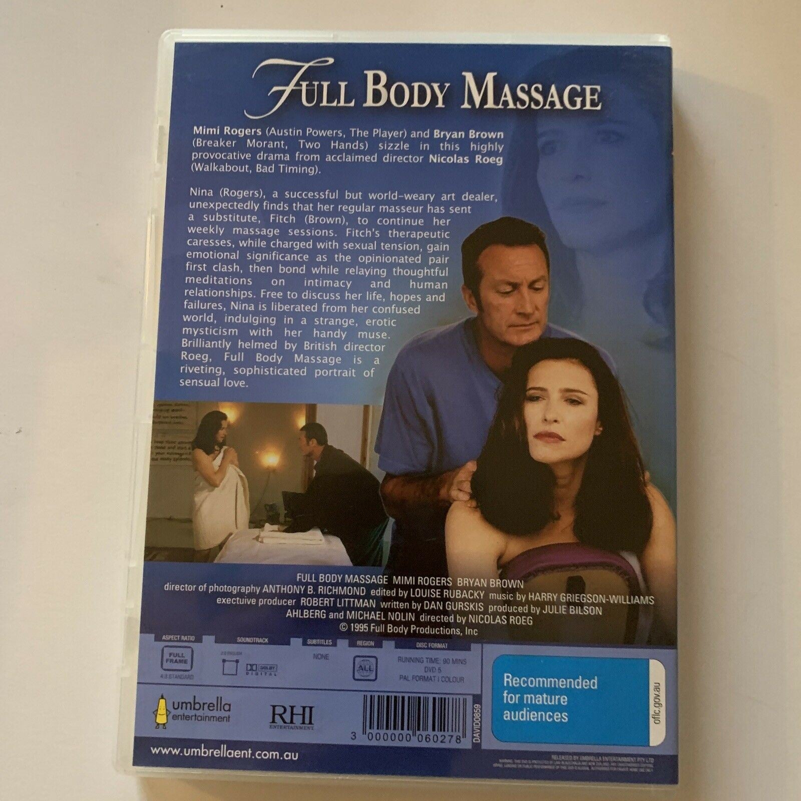 Full Body Massage Dvd 1995 Mimi Rogers Bryan Brown All Regions