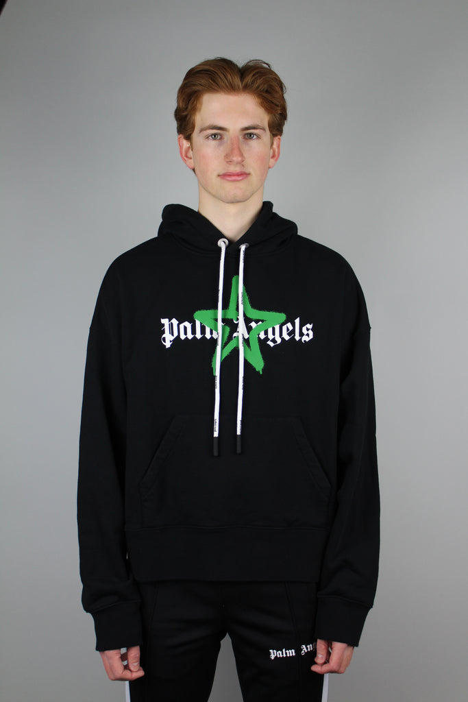 Palm Angels Star Sprayed Hoodie Black/Yellow Men's - SS23 - US