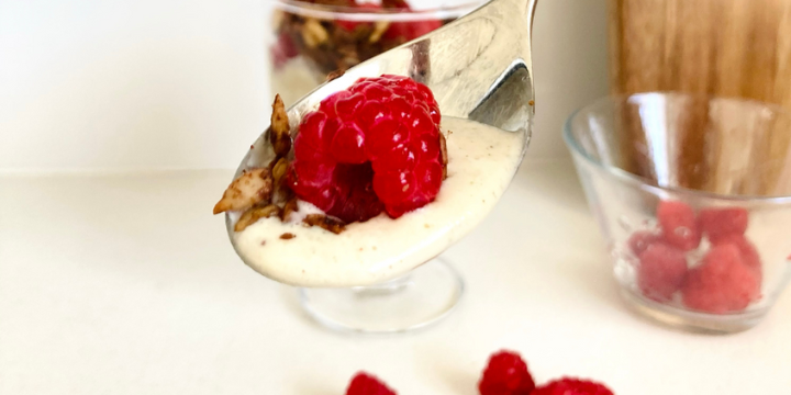 Raspberry Breakfast Parfait featuring Eversio Wellness Balance Blend