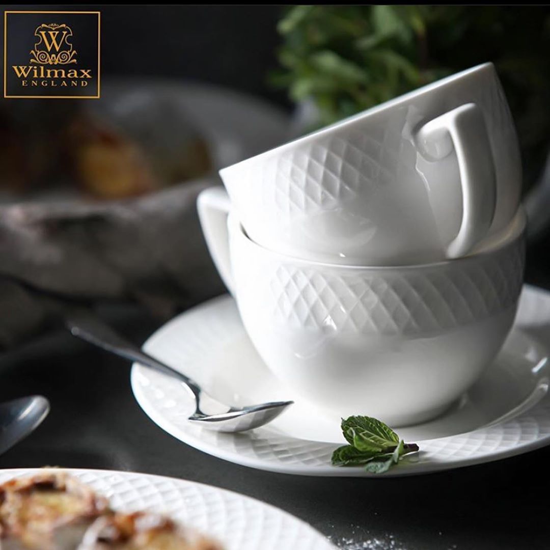 Wilmax Porcelain White 8 Oz Tea Cup & 6" inch Saucer Set Of 6 In Gift Box