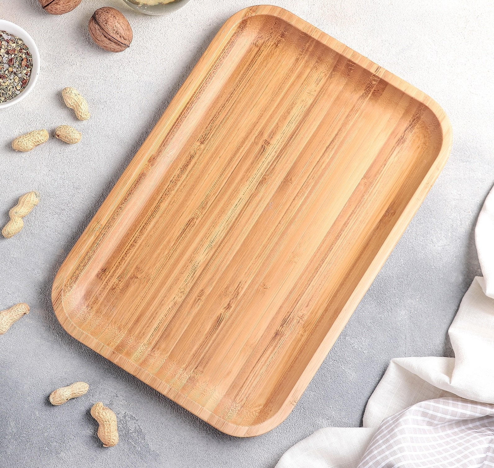 Wilmax Porcelain Set Of 3 Bamboo Platter 12" inch X 8" inch | For Appetizers / Barbecue / Burger Sliders