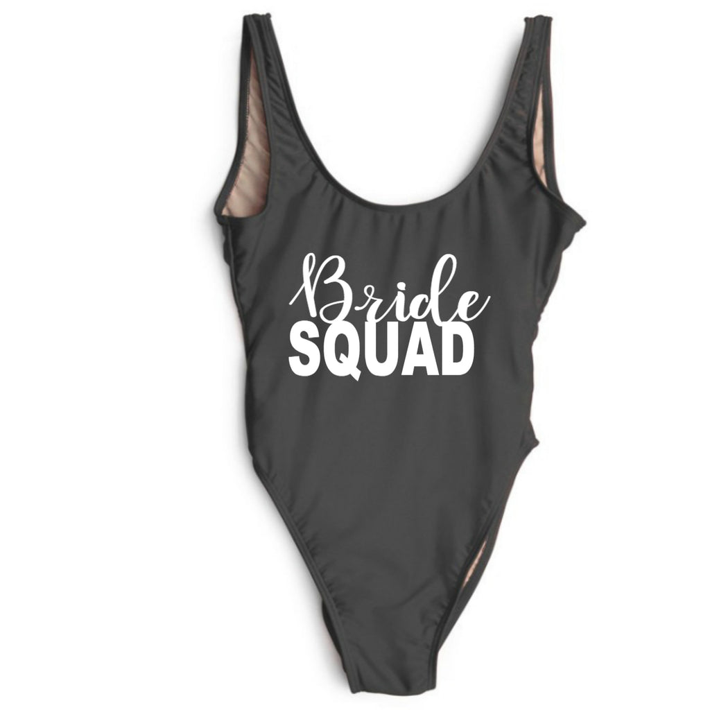 black bride squad swimsuit