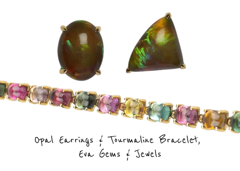 Opal and Tourmaline Jewels, October Birthstone