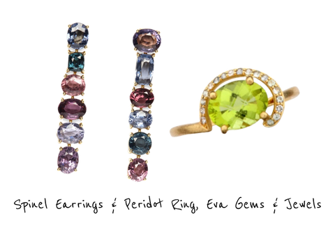 Spinel and Peridot Jewels, August Birthstones