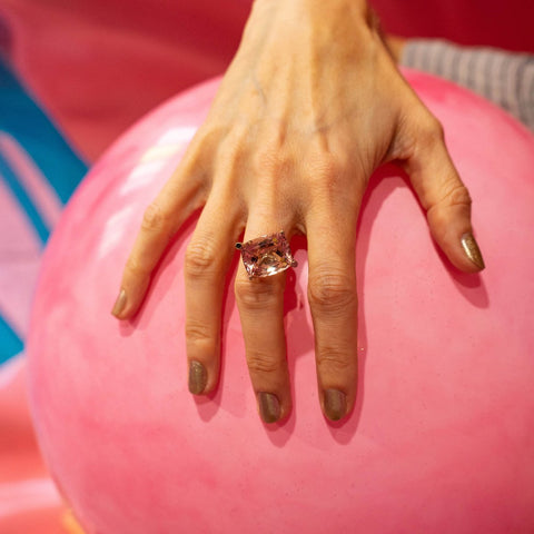 sweet pink bomb gemstone ring