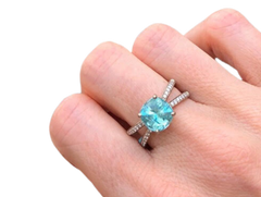 colored gemstone ring with paraiba tourmaline