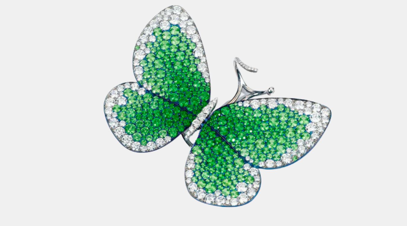 tsavorite garnet butterfly ring