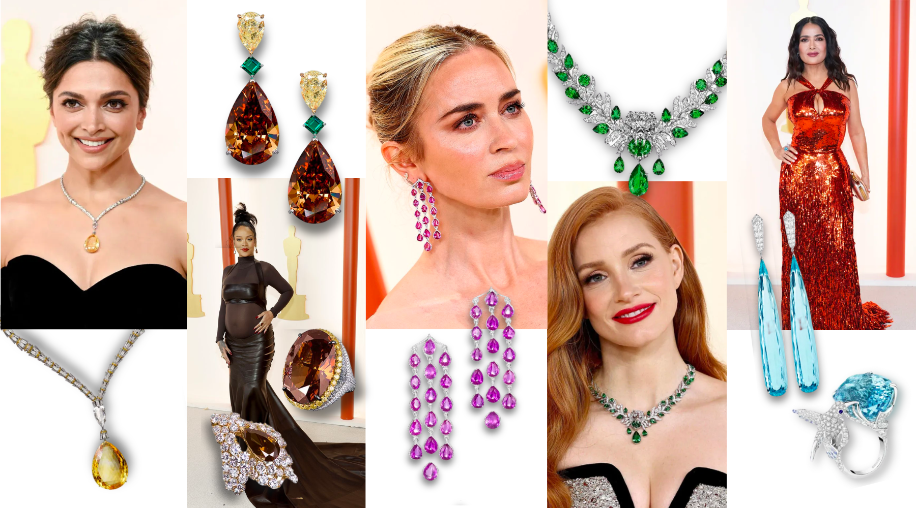 the oscars women's looks with coloured gems