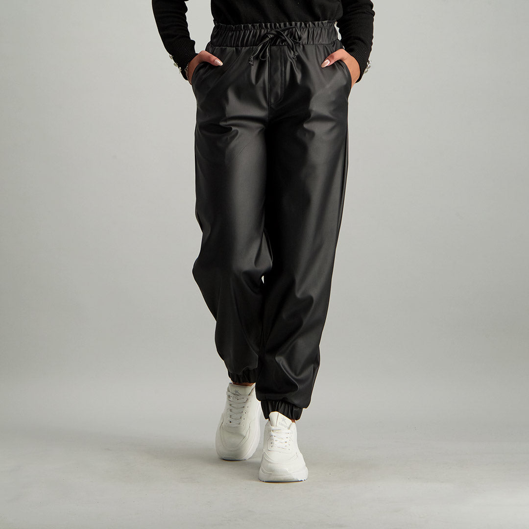 ALORA BLACK PU JOGGER - Fashion Fusion 169.99 Fashion Fusion