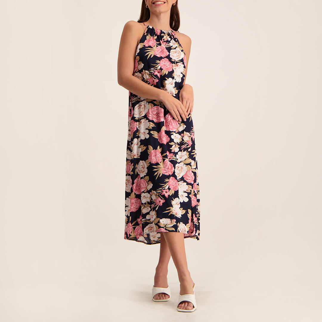 Navy/Blush Floral Strappy Dress - Fashion Fusion 149.99 Fashion Fusion