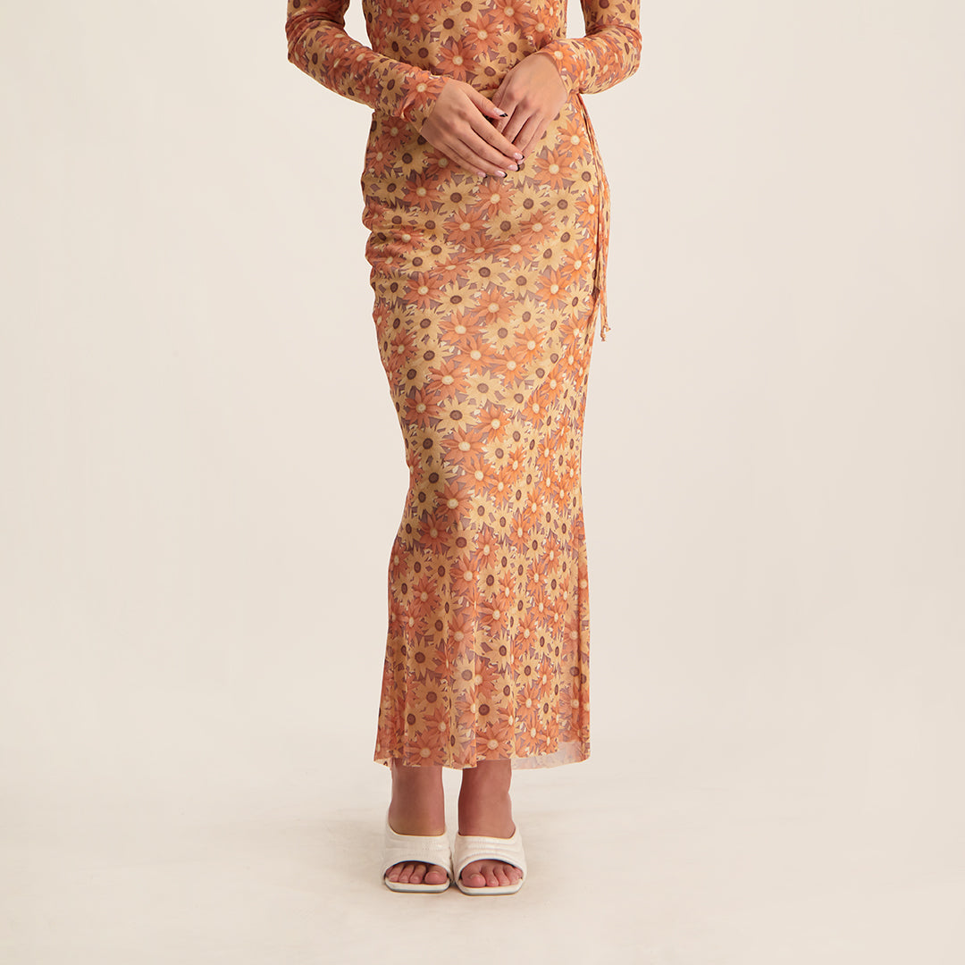 Coral Floral Mesh Printed Skirt - Fashion Fusion 139.99 Fashion Fusion