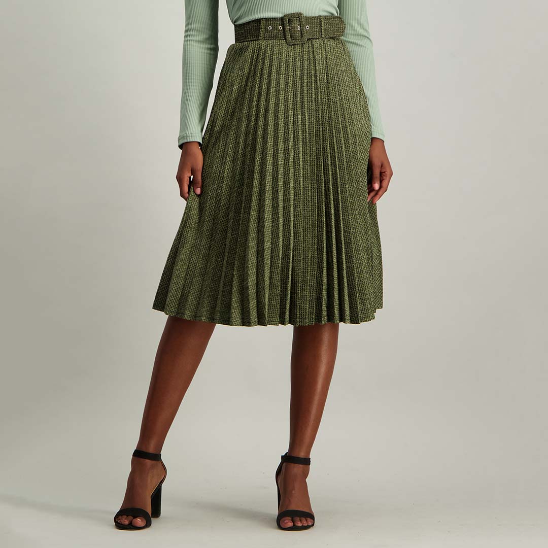 Houndstooth Pleated Skirt - Fashion Fusion 69.00 Fashion Fusion