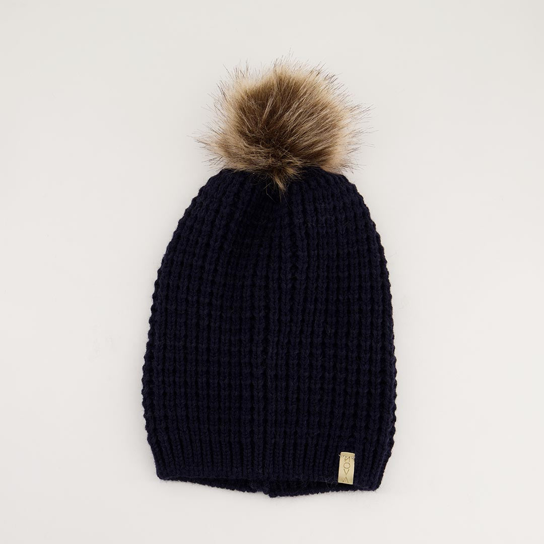 Waffle Knit Beanie With Pom Pom - Fashion Fusion 39.00 Fashion Fusion