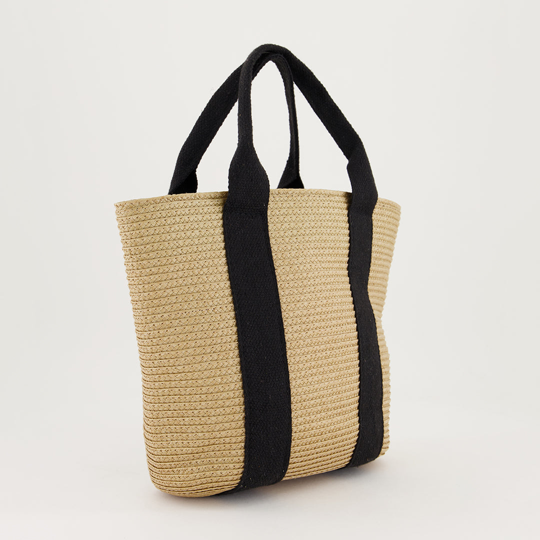 Nova Straw Mini Tote Bag.Black Canvas Handles - Fashion Fusion 139.00 Fashion Fusion