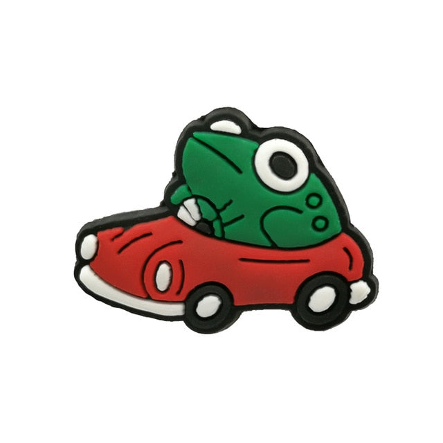 Frog In Tiny Red Car Croc Charm 