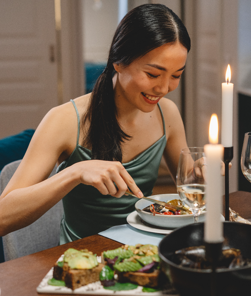 Woman eating food