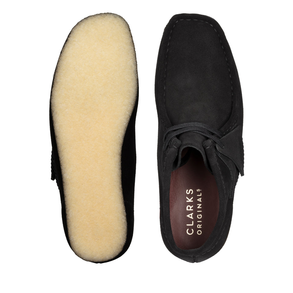 clarks wallabee boot black suede