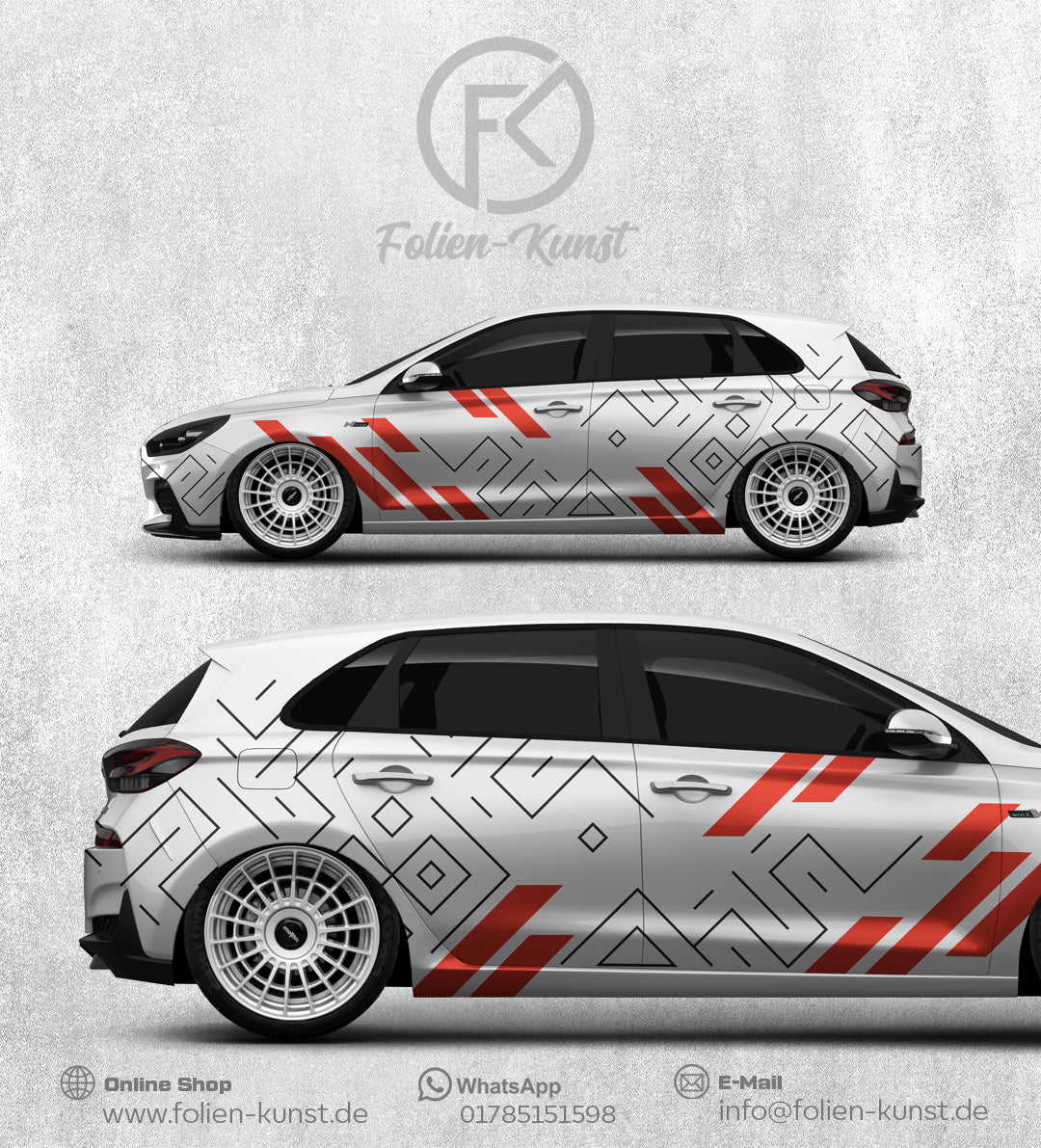 Erlkönig-Rote-Abstrakte-Design Auto-Folie für das profesionelle Car-Wrapping