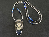 Handcrafted Sterling Silver & Blue Labradorite Pendant with Sterling Silver Beaded Chain