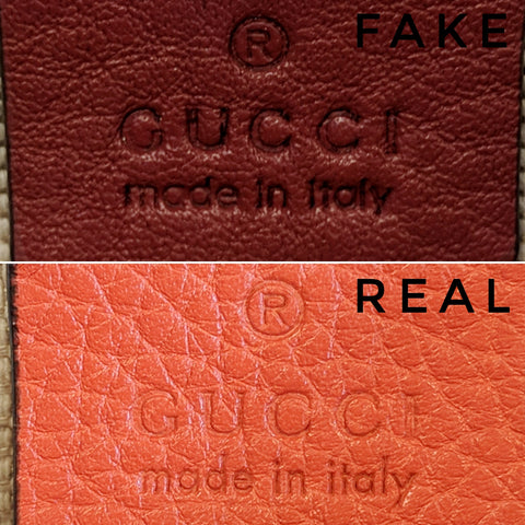 Step 1: Real vs fake Gucci Soho bag interior label