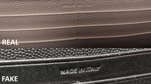 Real vs Fake Saint Laurent Monogram Chain Wallet (WOC) Calfskin Leather  Grain Finish 