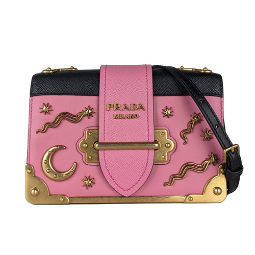 Prada Cahier Moon & Stars Velvet Crossbody Bag in Black