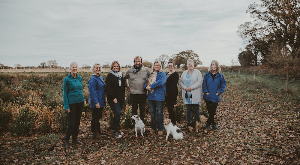 The Southwold Flower Company Team standing in the flower field