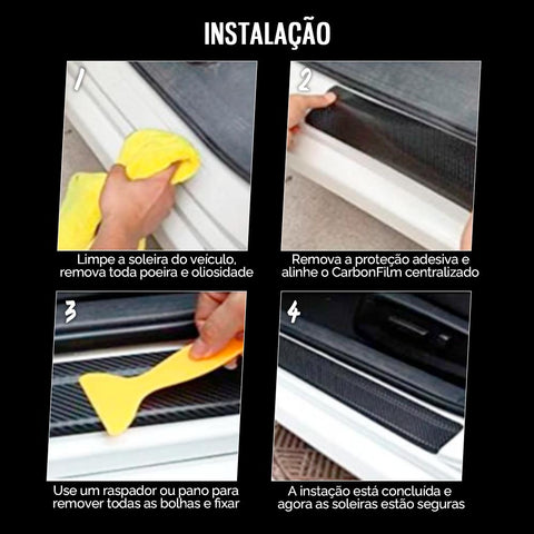 CarbonFilm™ - Protetor de Soleira Anti-risco Premium - 4 Pçs