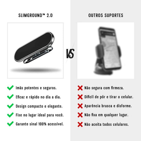 SlimGround™ 2.0 - Suporte para Celular Veicular Magnético