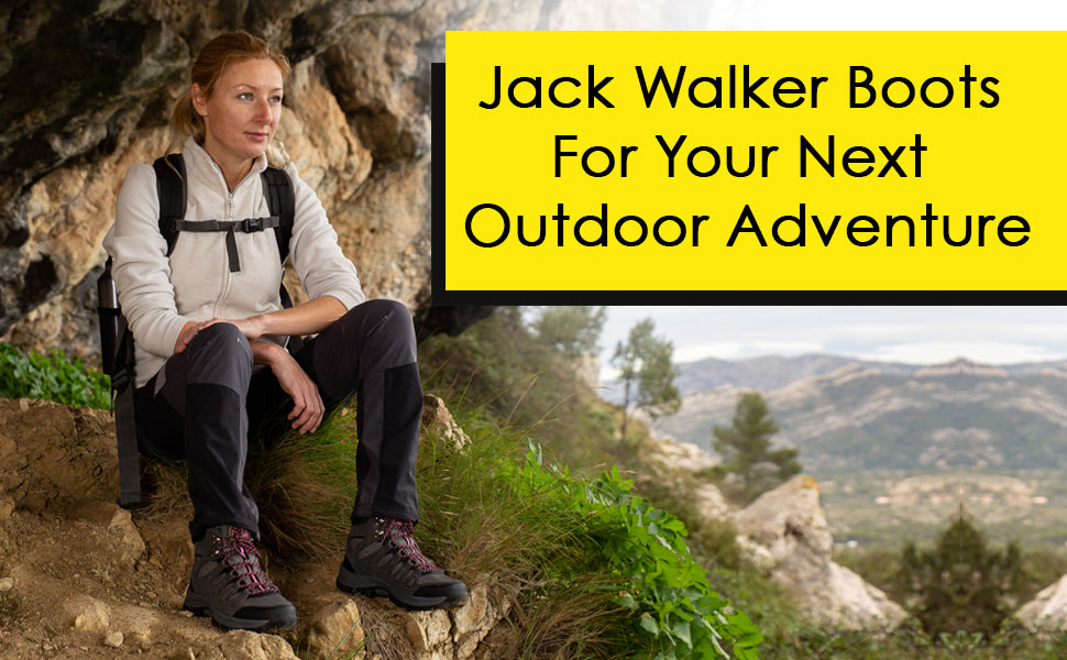 Waterproof hiking boots by Jack Walker pink and grey lightweight footwear