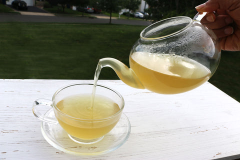 A pot of freshly brewed organic CCF Tea