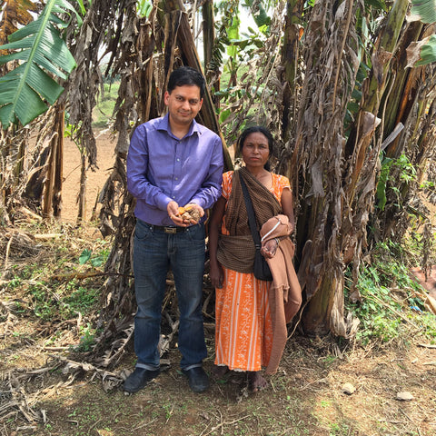 Sandeep holding freshly harvested lakadong turmeric