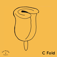 Menstrual cup C fold fermata