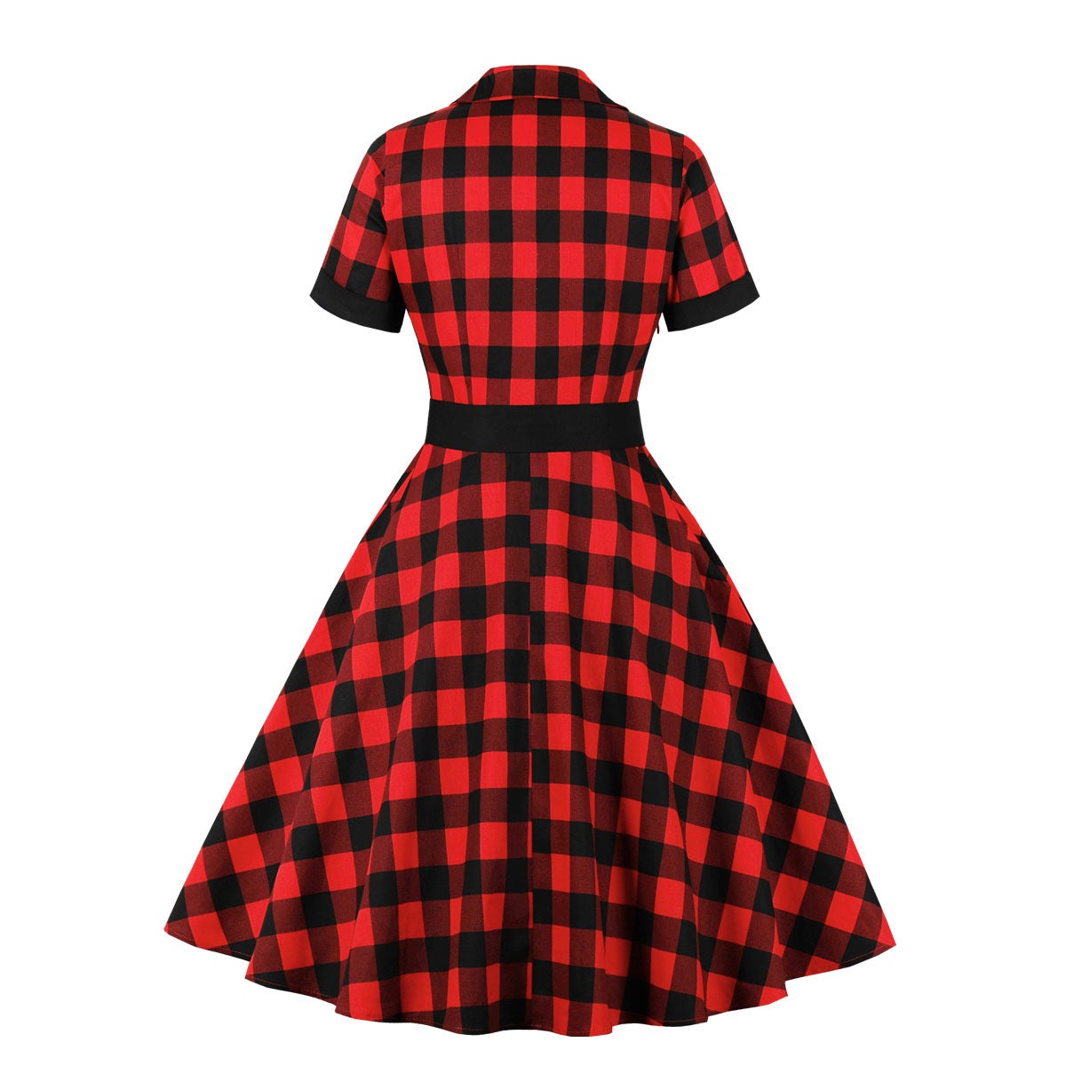 50s Plaid Dress Retro Hepburn Style British Swing Dress
