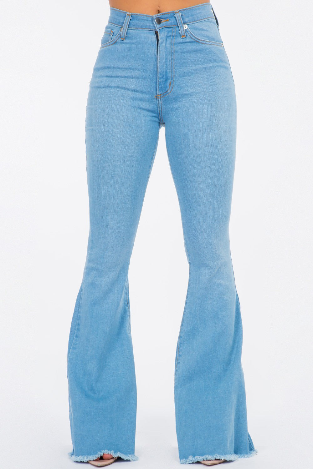 Fringe Bell Bottom Jean in Light Denim 34 inseam Made in America