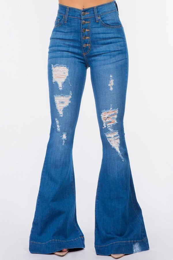 Lace Front Bell Bottom Jean