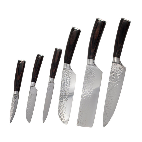 6 piece Knife Set w/ Block, Professional - Stainless Steel. Aokeda