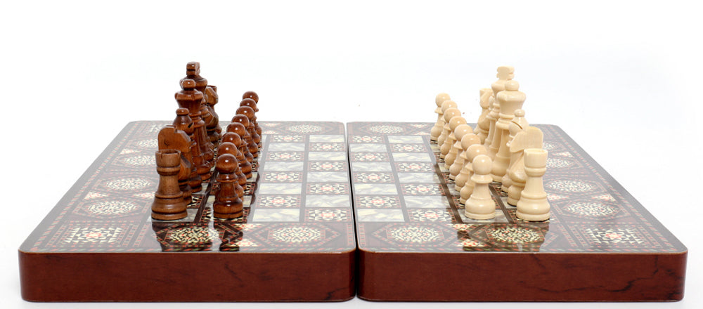 Pearlescent Wooden Chess Board Game