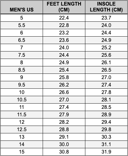 Lems Shoes Kourt and Chillum Suede Size Chart