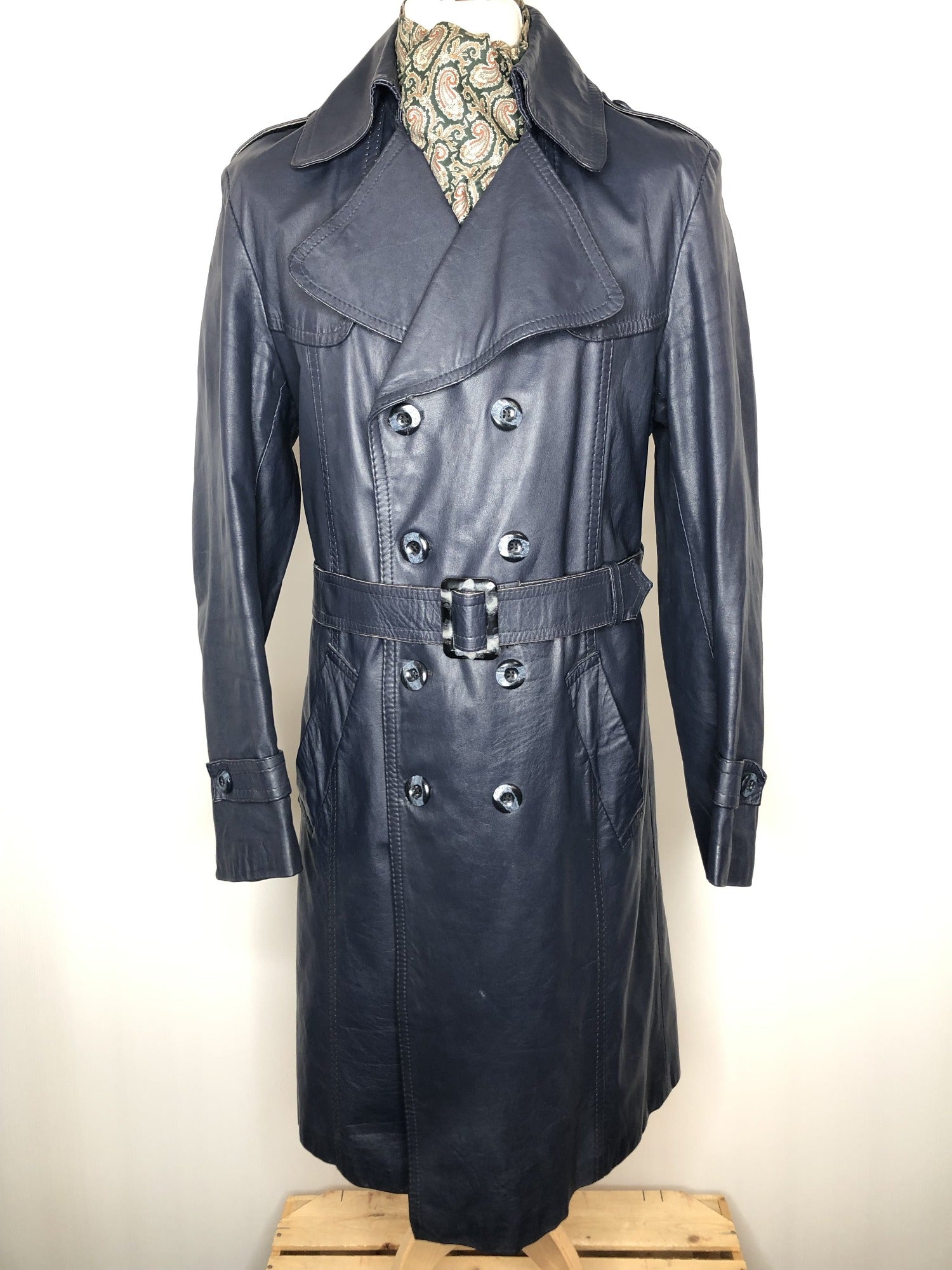 1970s Belted Leather Trench Coat by Windsor Leatherwear - Size M ...