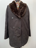 xl  womens  vintage  Urban Village Vintage  urban village  urban  retro  polyester  pockets  Jacket  faux fur  faux collar  faux  double breasted coat  double breasted  button down  brown  Aquascutum  3 button