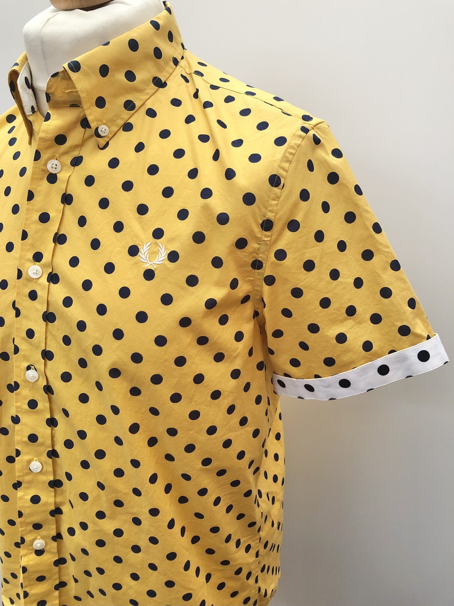 mens yellow polka dot shirt