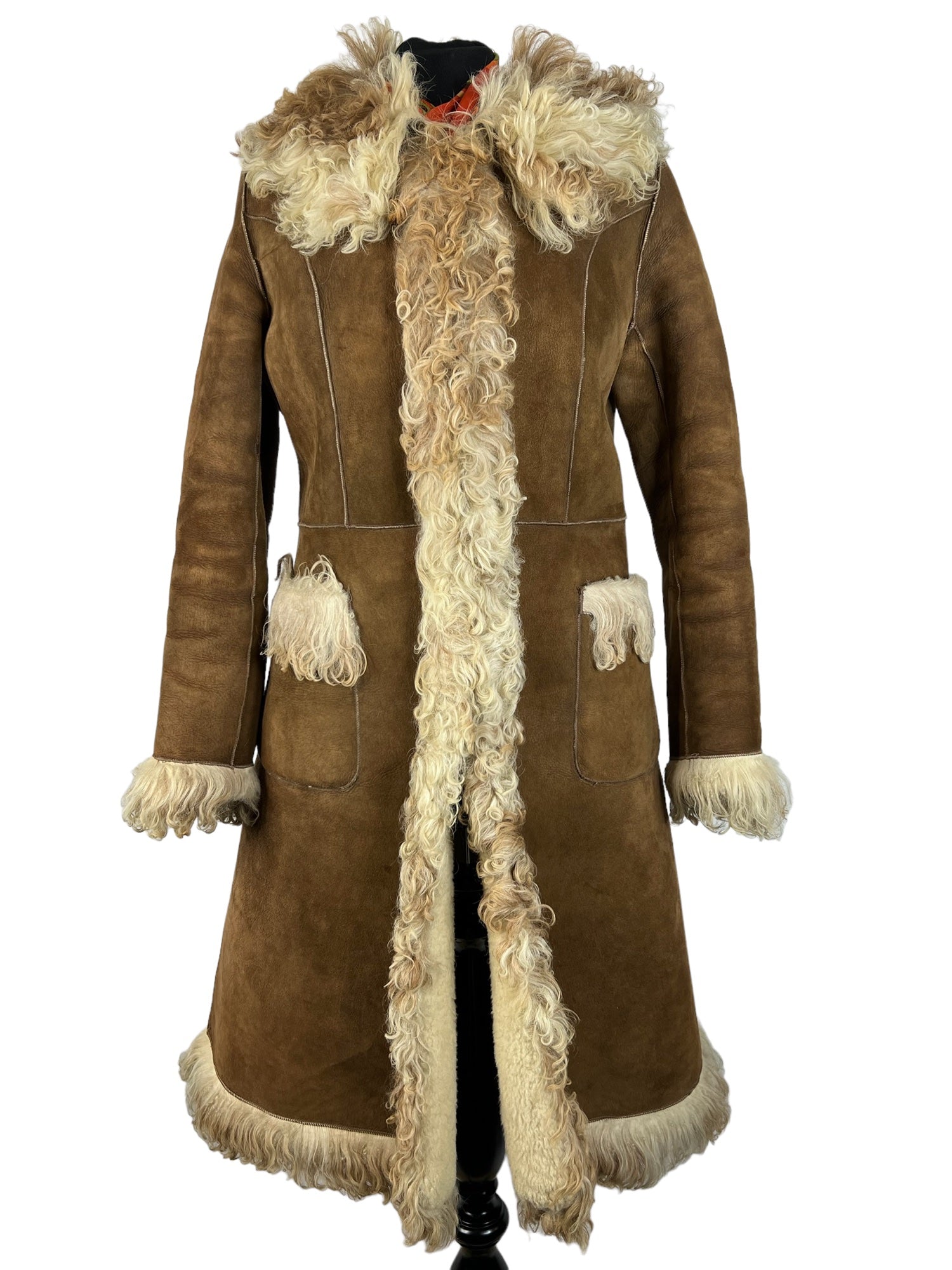 Vintage 1970s Afghan Suede Sheepskin Lined Coat in Brown by Suede and ...
