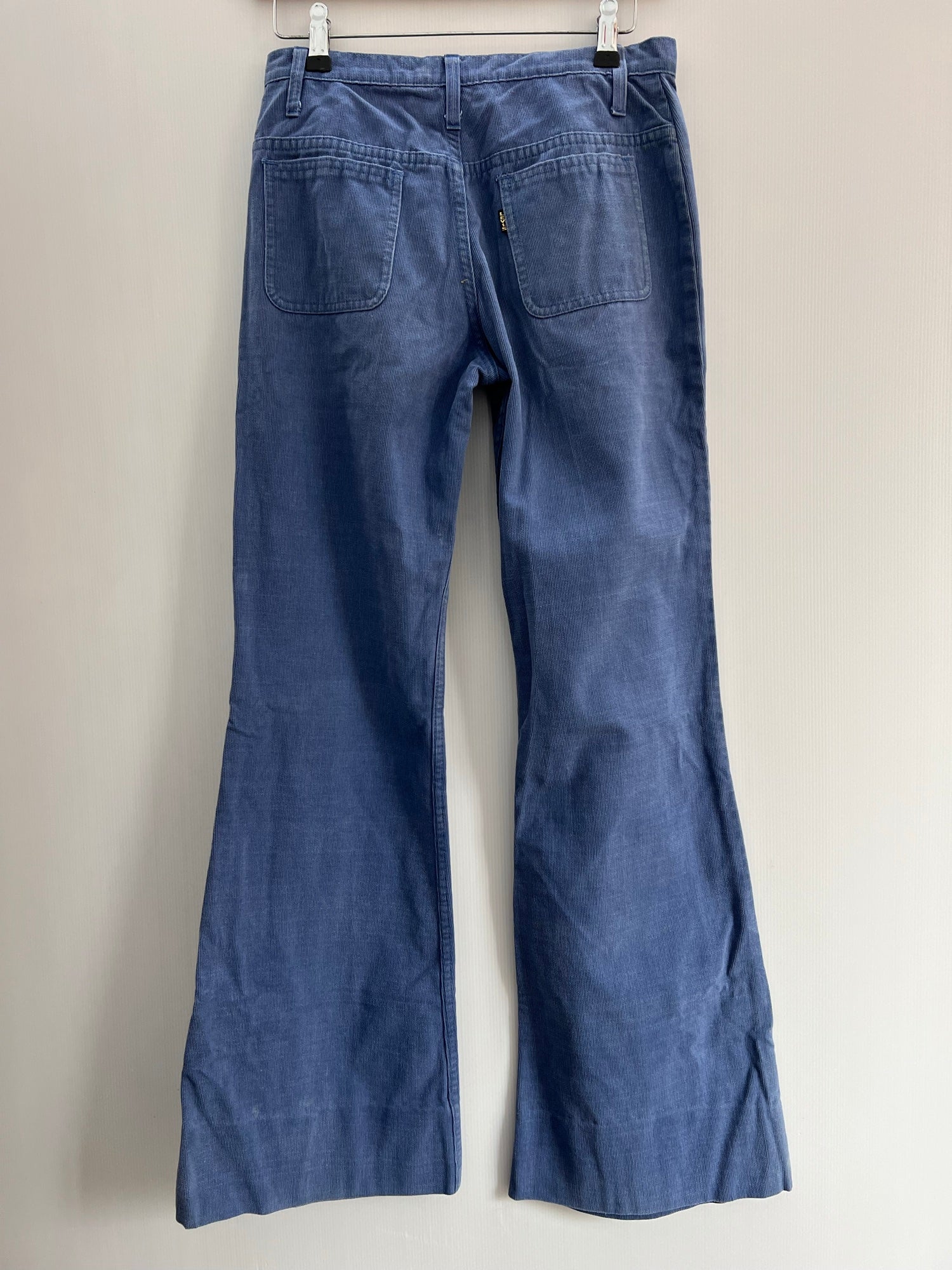 Vintage 1970s Miss Levis Big E Flared Cord Jeans in Blue - Size UK 8 W28  L30 - Womens Vintage Clothing - Urban Village – UrbanVillageVintage