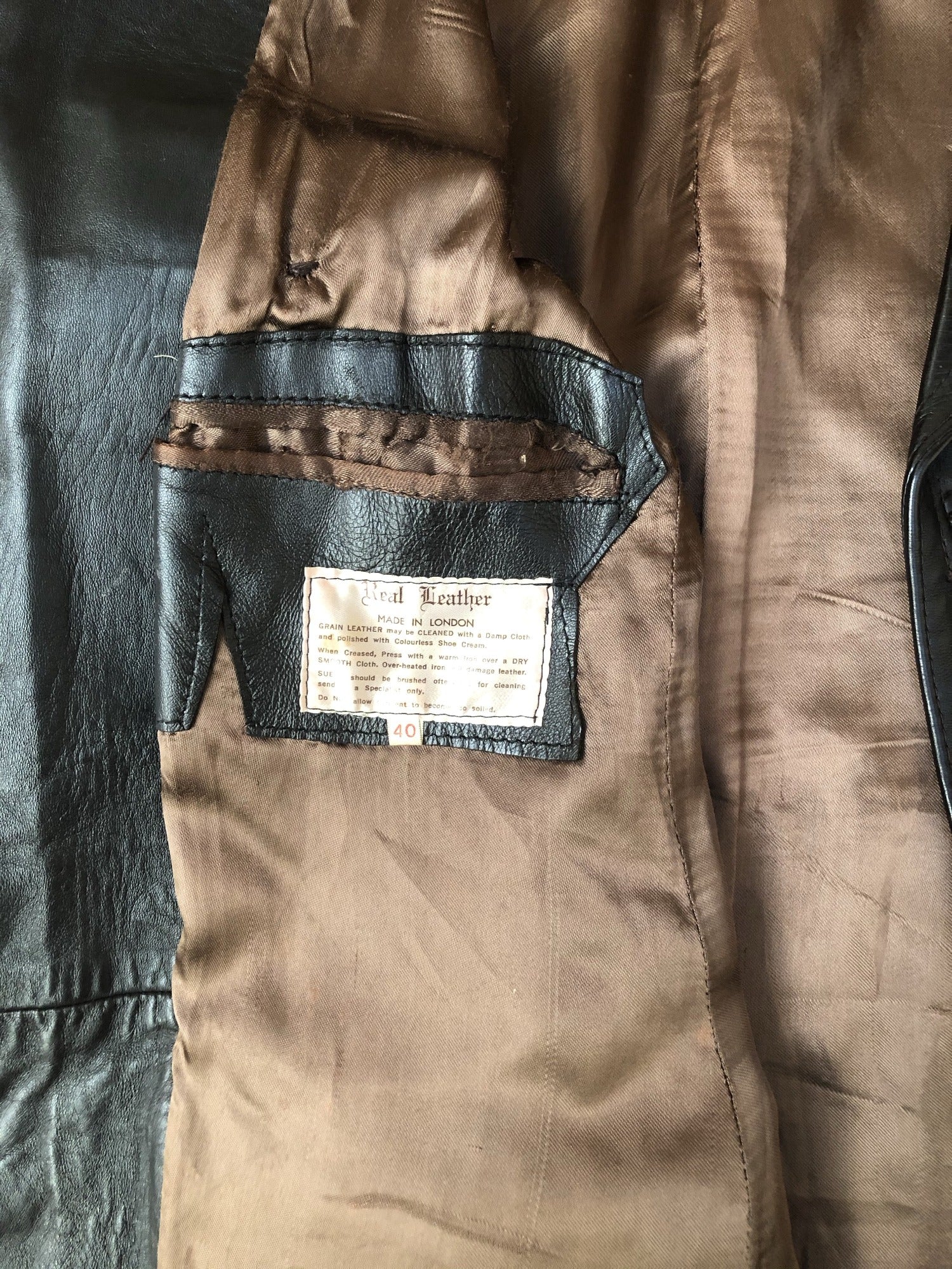 Mens Vintage 1970s Leather Jacket Dark Brown - Size L -  Urban Village - Vintage Clothing 