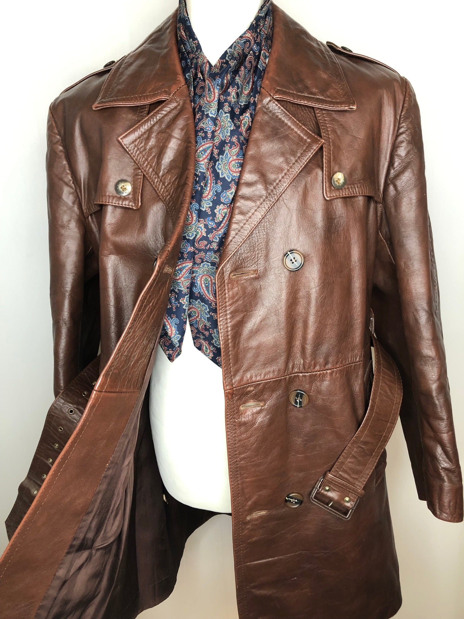 Vintage 1970s Belted Leather Jacket by Suede and Leathercraft - Size UK ...